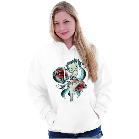 Betty Boop Cartoon Cutie Tattoo Hoodie Sweatshirt Women Brisco Brands L