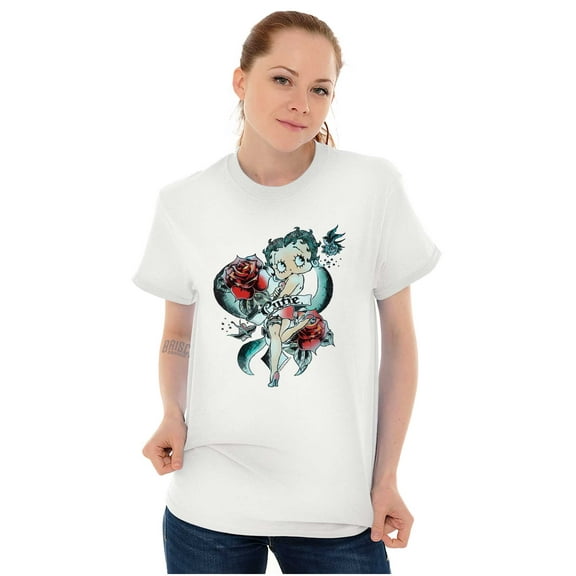 Betty Boop Cartoon Cutie Tattoo Women's Graphic T Shirt Tees Brisco Brands L