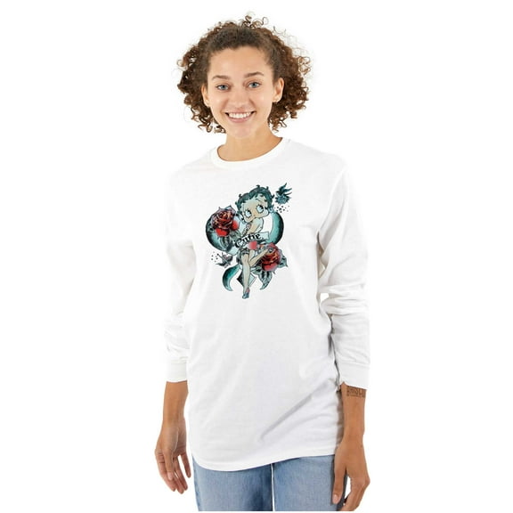 Betty Boop Cartoon Cutie Tattoo Women's Long Sleeve T Shirt Brisco Brands S