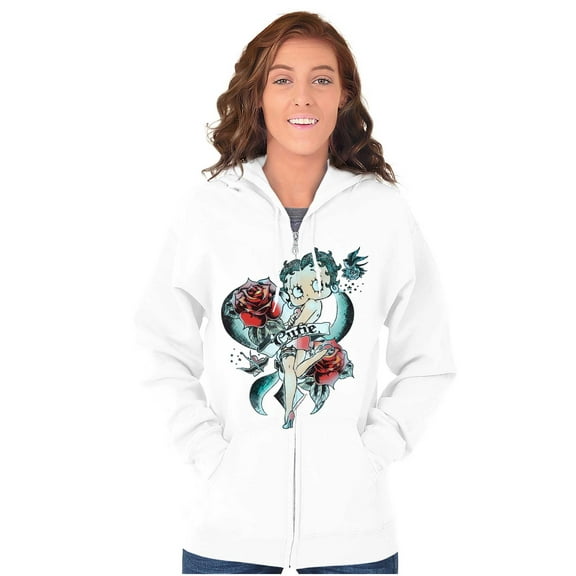 Betty Boop Cartoon Cutie Tattoo Zip Hoodie Sweatshirt Women Brisco Brands M