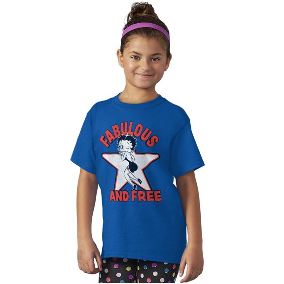 Betty Boop Cartoon Fabulous and Free Girls Kids T Shirt Tees Teen Brisco Brands L