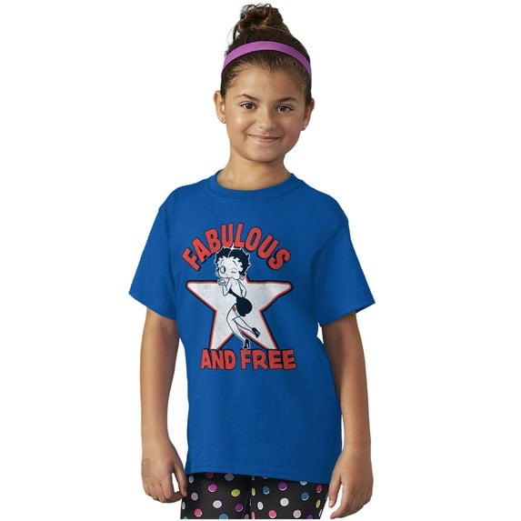 Betty Boop Cartoon Fabulous and Free Girls Kids T Shirt Tees Teen Brisco Brands XS