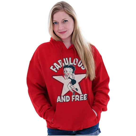 Betty Boop Cartoon Fabulous and Free Hoodie Sweatshirt Women Brisco Brands S