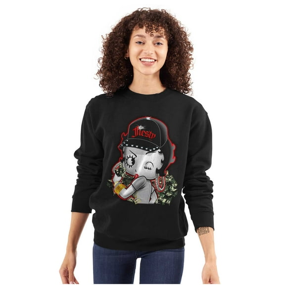 Betty Boop Cartoon Fiesty Cha-ching Women Crewneck Sweatshirt Brisco Brands 5X