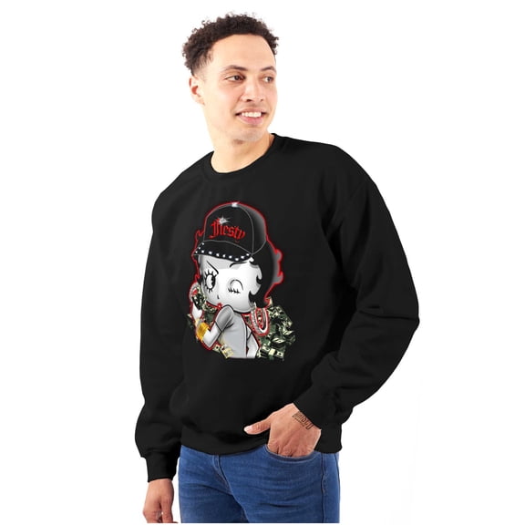 Betty Boop Cartoon Fiesty Cha-ching Women Crewneck Sweatshirt Brisco Brands S
