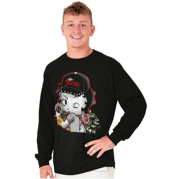 Betty Boop Cartoon Fiesty Cha-ching Women's Long Sleeve T Shirt Brisco Brands S