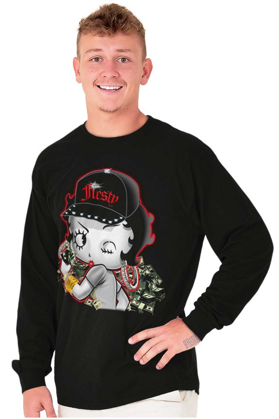 Betty Boop Cartoon Fiesty Cha-ching Women's Long Sleeve T Shirt Brisco Brands S