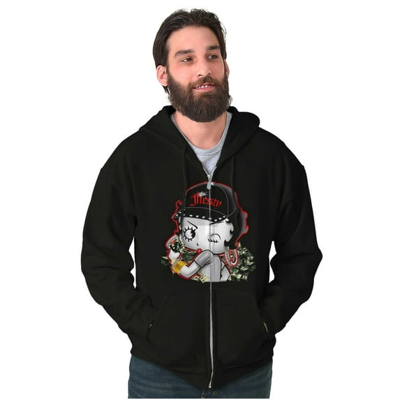 Betty Boop Cartoon Fiesty Cha-ching Zip Hoodie Sweatshirt Women Brisco Brands X