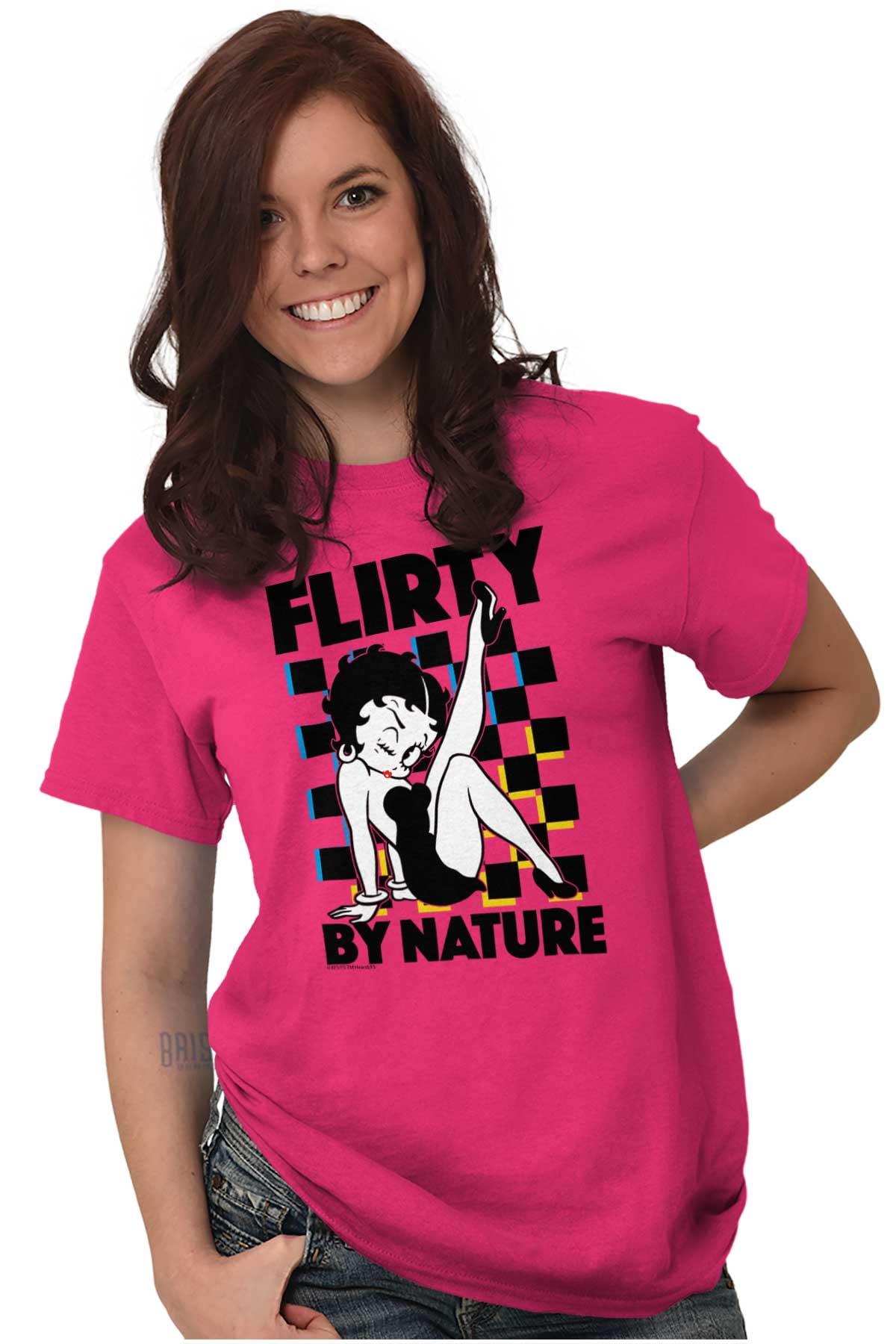 Betty Boop Flirty By Nature Women's Graphic T-Shirt - 2X Large, Classic Unisex Fit, Officially Licensed