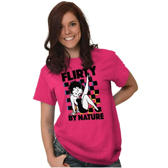 Betty Boop Cartoon Flirty By Nature Women's Graphic T Shirt Tees Brisco Brands L