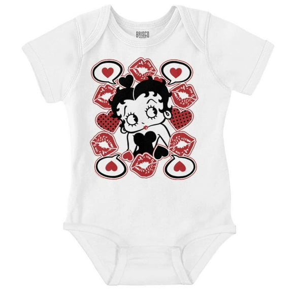 Betty Boop Cartoon Hearts and Kisses Bodysuit Jumper Girls Infant Baby Brisco Brands 24M
