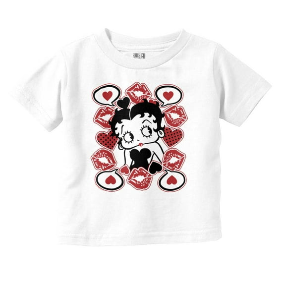 Betty Boop Cartoon Hearts and Kisses Youth T Shirt Tee Girls Infant Toddler Brisco Brands 24M