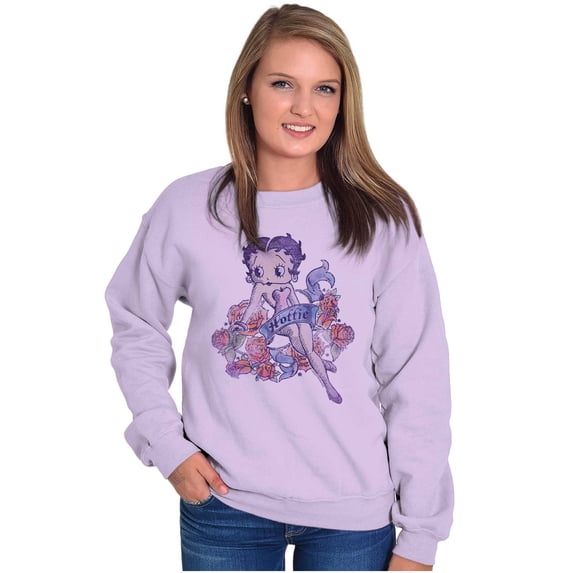 Betty Boop Cartoon Hottie Tattoo Women Crewneck Sweatshirt Brisco Brands 3X