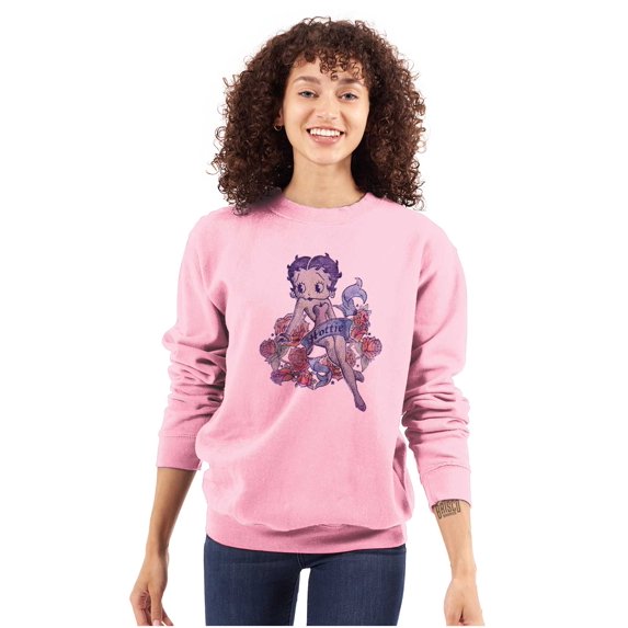 Betty Boop Cartoon Hottie Tattoo Women Crewneck Sweatshirt Brisco Brands 3X