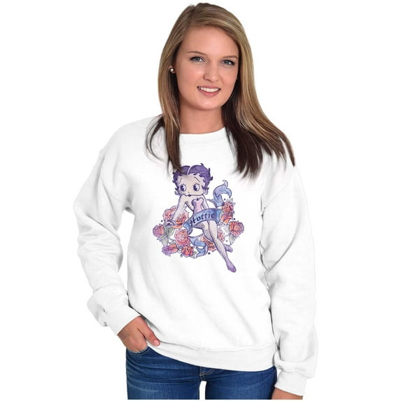 Betty Boop Cartoon Hottie Tattoo Women Crewneck Sweatshirt Brisco Brands S