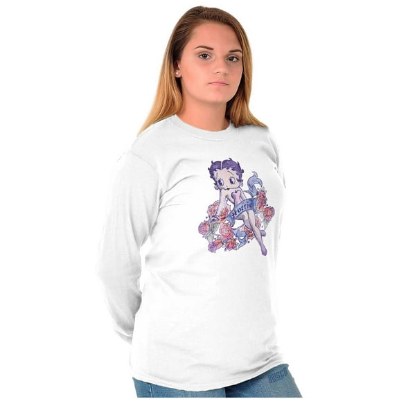 Betty Boop Cartoon Hottie Tattoo Women's Long Sleeve T Shirt Brisco Brands S