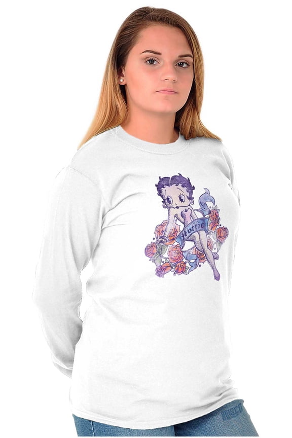 Betty Boop Cartoon Hottie Tattoo Women's Long Sleeve T Shirt Brisco Brands S