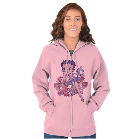 Betty Boop Cartoon Hottie Tattoo Zip Hoodie Sweatshirt Women Brisco Brands 2X