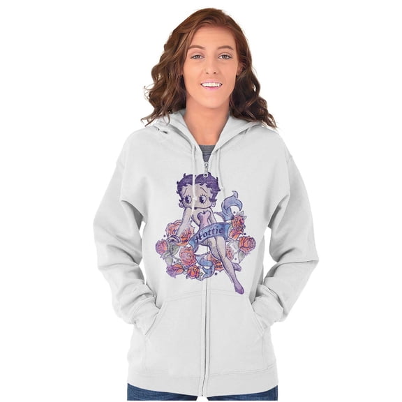 Betty Boop Cartoon Hottie Tattoo Zip Hoodie Sweatshirt Women Brisco Brands M