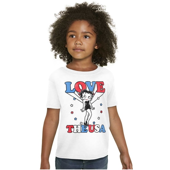 Betty Boop Cartoon Love The USA Girls Kids T Shirt Tees Teen Brisco Brands X