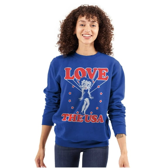 Betty Boop Cartoon Love The USA Women Plus Size Sweatshirt Brisco Brands 5X