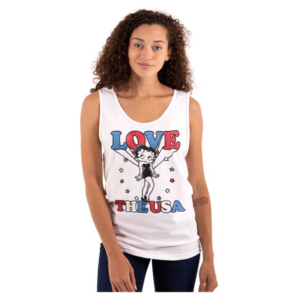 Betty Boop Cartoon Love The USA Women Plus Size Tank Top Brisco Brands 2X