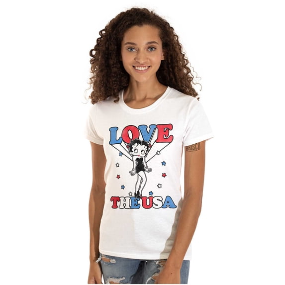 Betty Boop Cartoon Love The USA Women's T Shirt Ladies Tee Brisco Brands M