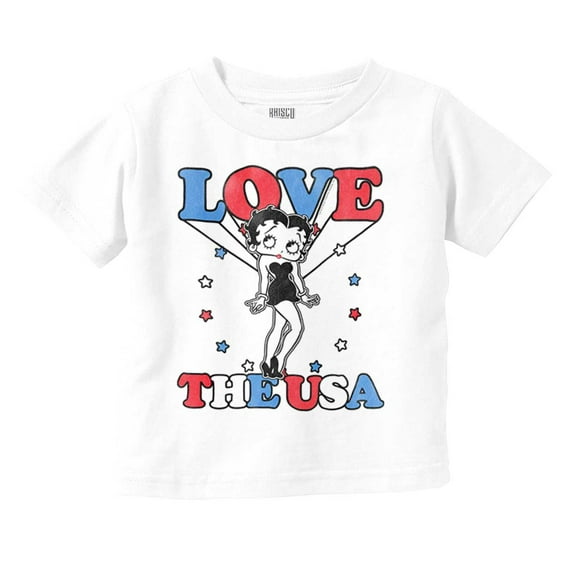 Betty Boop Cartoon Love The USA Youth T Shirt Tee Girls Infant Toddler Brisco Brands 2T