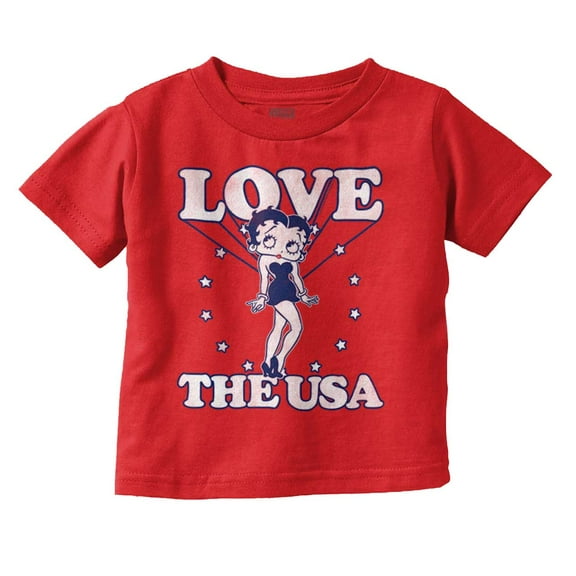 Betty Boop Cartoon Love The USA Youth T Shirt Tee Girls Infant Toddler Brisco Brands 4T