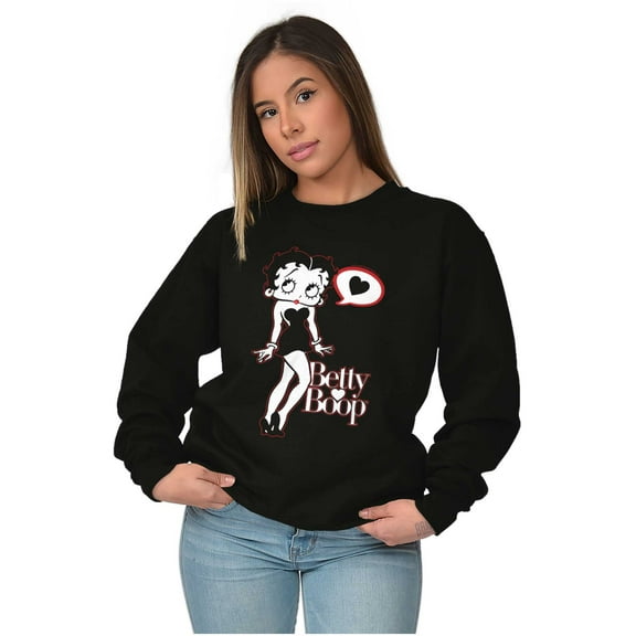 Betty Boop Cartoon Love Thoughts Women Crewneck Sweatshirt Brisco Brands S