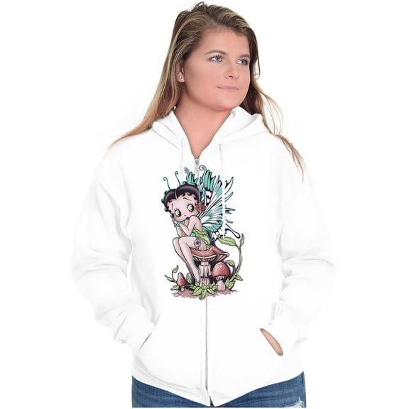 Betty Boop Cartoon Mushroom Pixie Women Plus Size Zipper Hoodie Brisco Brands 5X