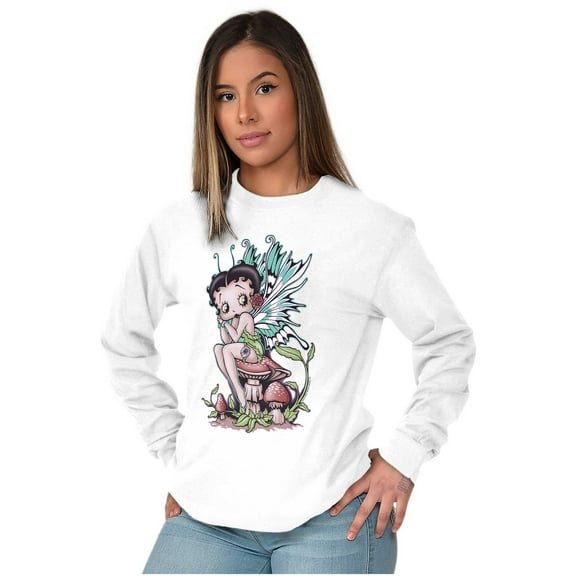 Betty Boop Cartoon Mushroom Pixie Women's Long Sleeve T Shirt Brisco Brands S
