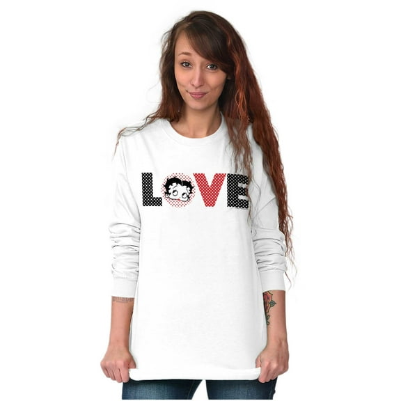 Betty Boop Cartoon Polka Dots Love Women's Long Sleeve T Shirt Brisco Brands S