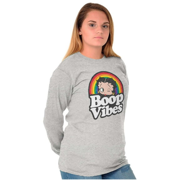 Betty Boop Cartoon Rainbow Quote Women Plus Size Long Sleeve Graphic Tee Brisco Brands 3X