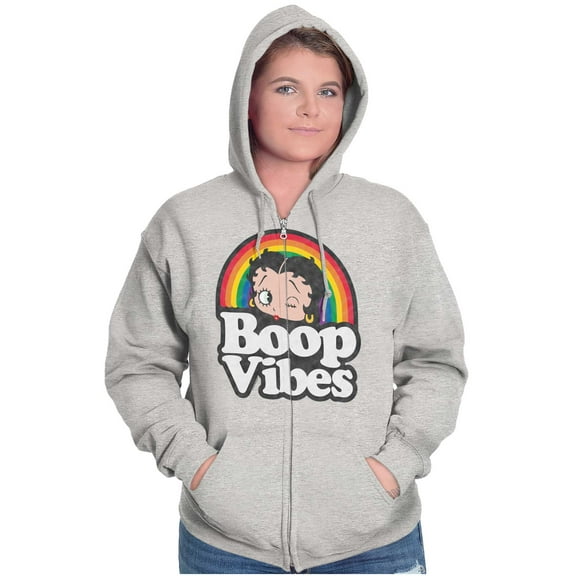 Betty Boop Cartoon Rainbow Quote Zip Hoodie Sweatshirt Women Brisco Brands S
