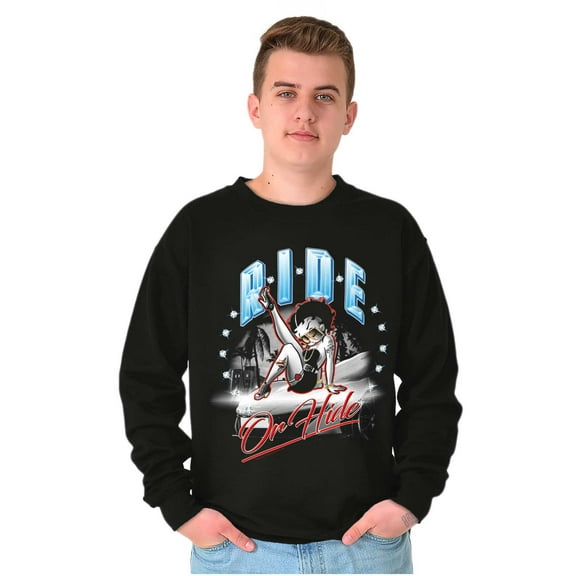 Betty Boop Cartoon Ride or Hide Women Crewneck Sweatshirt Brisco Brands S
