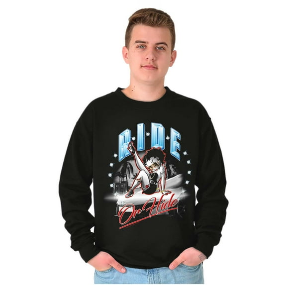 Betty Boop Cartoon Ride or Hide Women Crewneck Sweatshirt Brisco Brands S