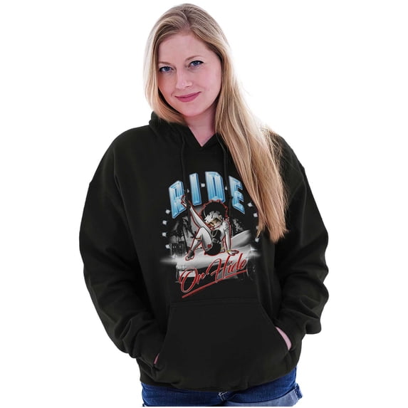 Betty Boop Cartoon Ride or Hide Women Plus Size Hoodie Brisco Brands 2X