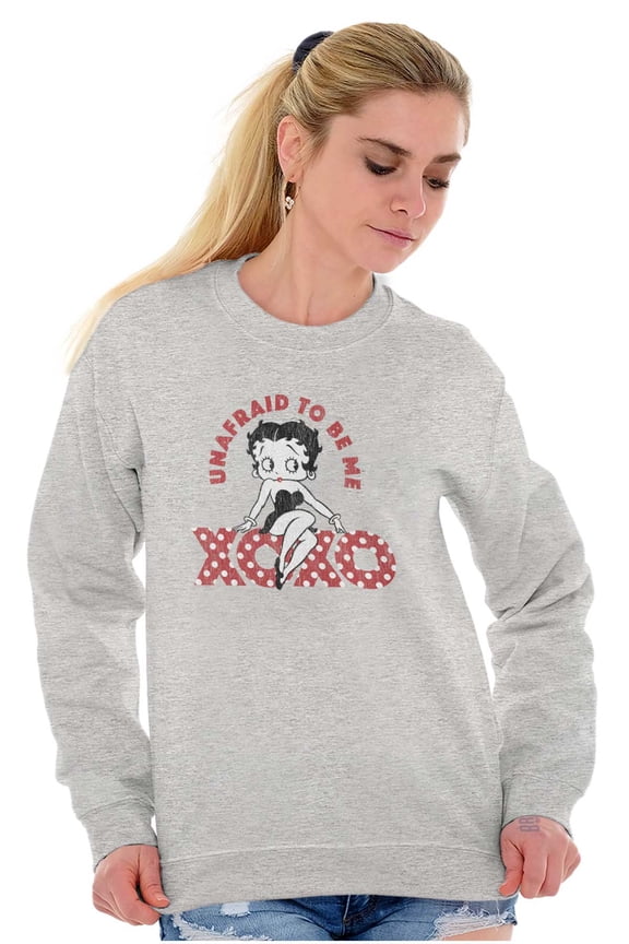 Betty Boop Cartoon Unafraid To Be Me Women Crewneck Sweatshirt Brisco Brands S