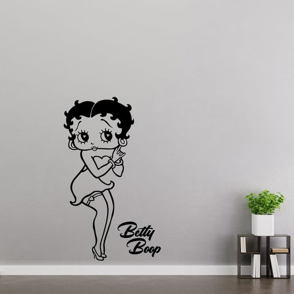 Betty Boop On Charlie's Angels Pose Wall Art Decal - Vinyl Adhesive Cartoon Character Icon Home Decor Art Design 20" x 30" Kids Girls Bedroom Living Room Removable Sticker Decoration