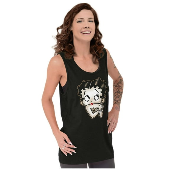 Betty Boop Cheetah Print Bling Tank Top Tee Shirt Women Brisco Brands S