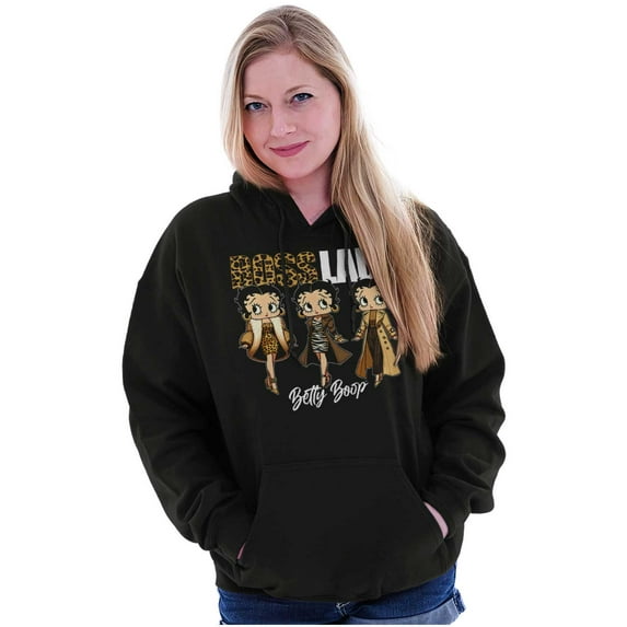 Betty Boop Cheetah Print Boss Lady Hoodie Sweatshirt Women Brisco Brands S