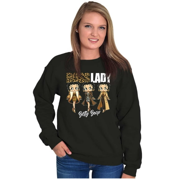 Betty Boop Cheetah Print Boss Lady Women Crewneck Sweatshirt Brisco Brands S