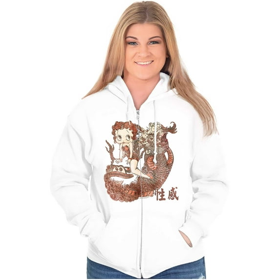 Betty Boop Chinese Fashion Lion Women Plus Size Zipper Hoodie Brisco Brands 3X