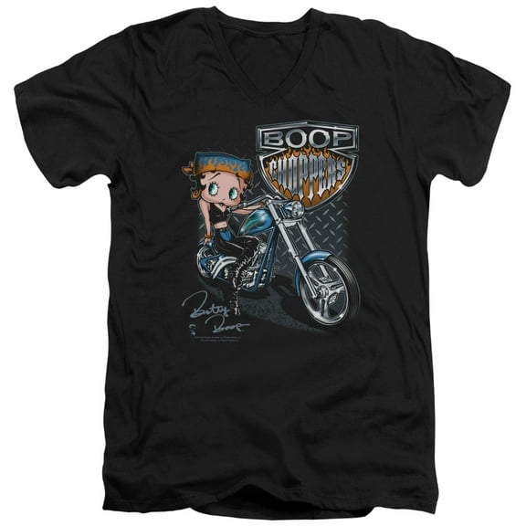 Betty Boop Choppers S/S Adult V-Neck T-Shirt Black