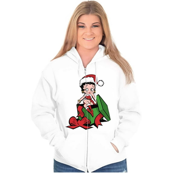 Betty Boop Christmas Cute Holiday Zip Hoodie Sweatshirt Women Brisco Brands S