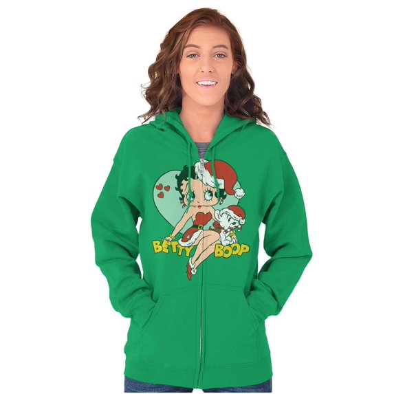 Betty Boop Christmas Mrs Santa Claus Zip Hoodie Sweatshirt Women Brisco Brands 2X