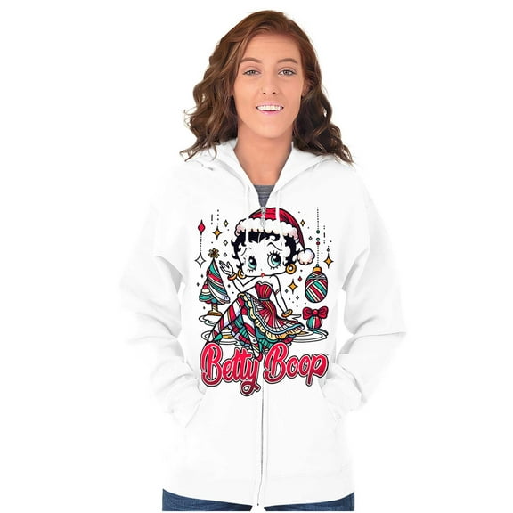 Betty Boop Christmas Ms. Santa Claus Women Plus Size Zipper Hoodie Brisco Brands 2X