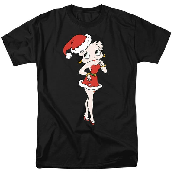 Betty Boop Christmas Pin Up Unisex Adult T Shirt, Black, 2X-Large