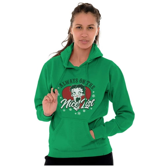 Betty Boop Christmas Xmas Nice List Hoodie Sweatshirt Women Brisco Brands X